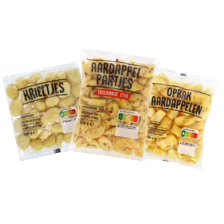 Krieltjes, aardappel partjes 
Toscaanse stijl 
zak à 500 gram
of opbak aardappelen
zak à 700 gram